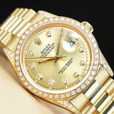 gold rolex watch used|solid gold Rolex with diamonds.